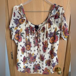TORRID Like New Floral Print Off-The-Shoulder Boho Peasant Blouse Top Plus Sz 0